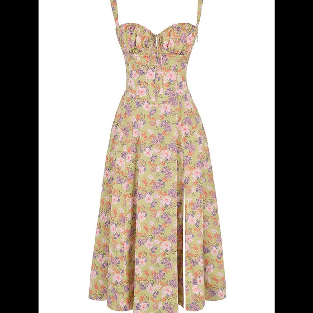 Floral Yellow Milkmaid Dress